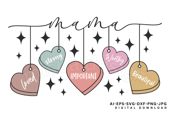 Retro Mama Heart SVG PNG, Strong Mom SVG