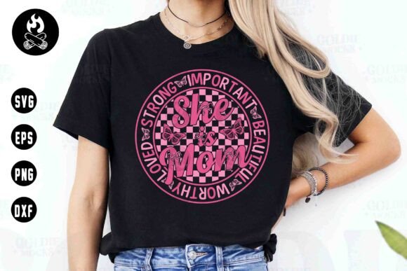 She is Mom SVG, Pink Checkerboard